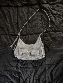 y2k grunge シルバー 光沢 ショルダーバッグ 美品