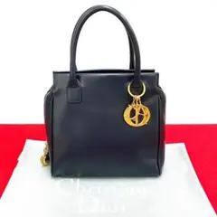 極 美品 クリスチャンディオール レディディオール レザー トートバッグ 紺