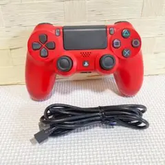 PS4 コントローラー デュアルショック4 マグマレッド USB付 動作OK ①