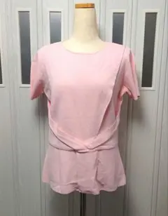 ピンク 半袖トップス バックジッパー