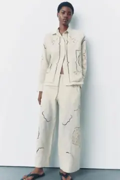 ZARA エンブロイダリーパンツ S