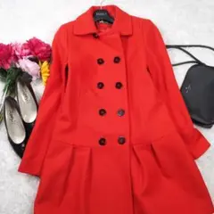 Y6071*最高級☆シネカノン☆極上カシミヤ☆ロングコート☆赤レッド