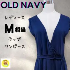 【美品】OLD NAVYラップワンピース M相当 カシュクール ネイビー リボン