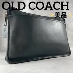 ✨美品✨オールドコーチ　クラッチバッグ　大きめ　グラブタンレザー　ブラック
