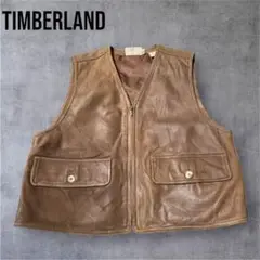 【激渋レザー】Timberland ティンバーランド 本革ベストSブラウン