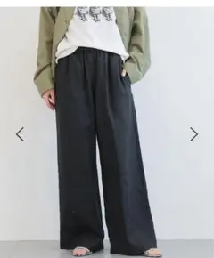 バンヤードストーム　リネンイージーブワイドパンツ０ブラック