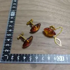 ヴィンテージ 琥珀のネクタイピン カフスボタン