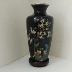 RITAO CHAN公式アカウント04 七宝焼 花瓶 扁壺形 茄子紺地 RITAO CHAN公式アカウント04様専用 七宝焼 花瓶 扁壺形 茄子紺地