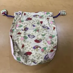 未使用品 扇子模様の巾着袋