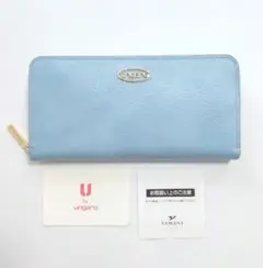 未使用　ユーバイウンガロ　長財布　水色　レザーウォレット　ラウンドファスナー