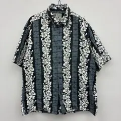 AlohaClubCreations 半袖アロハシャツ カーキ LL花柄　▲40