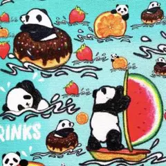 生地　ジュースの海で遊んでいる　パンダ　オックス　綿　果物　ドーナツ　お菓子
