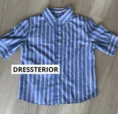 DRESSTERIORドレステリアブラウスストライプ シャツ水色ブルー半袖