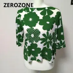 ZEROZONE 花柄 五分袖カットソー ティシャツ