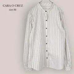【キャラオクルス】CARA O CRUZ ストライプシャツ　バンドカラー　長袖