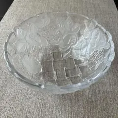 花柄彫刻 ガラス製ボウル 約30cm