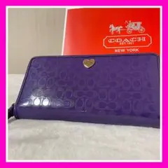 長財布 コーチ パープル カード収納豊富