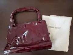 【牛革】ミュウミュウ ハンドバッグ(エンジ)