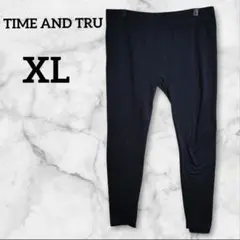 TIME AND TRU 【XL】薄手　裏起毛スパッツ ブラック　黒