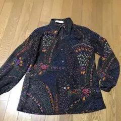 昭和レトロビンテージ柄シアーシャツ