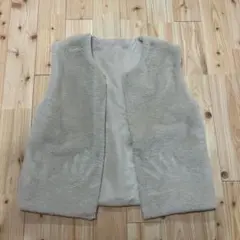 フリース ベージュ ノースリーブベスト