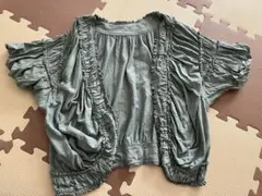 ツモリチサト オリーブグリーン フリル半袖カーディガン