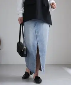 Bonjour Sagan フロントスリットデニムタイトスカート M