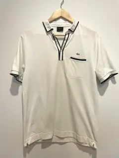 LACOSTE ラコステ ポロシャツ 5サイズ 日本製 白×黒ライン ワニ刺繍