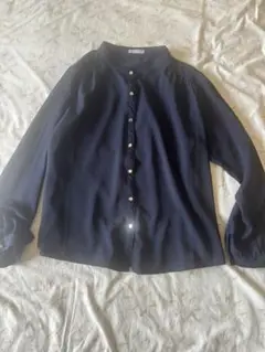 ネイビー 長袖シャツブラウス　Lサイズ