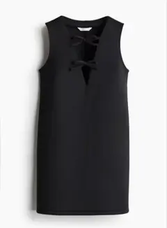 H&M リボンフロントスキューバワンピース ブラック　XS