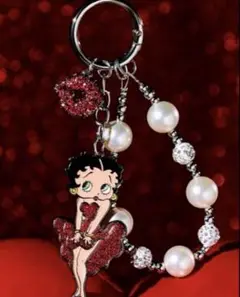 ❤️新品❤️激かわBetty Boopベティちゃんパール&リップキーチェーンチャーム
