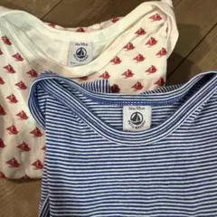 8/15までPETIT BATEAU 赤い帆船とストライプ肌着 36m