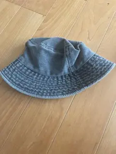 グレー バケットハット ブラックデニム　バケハ　幼児用
