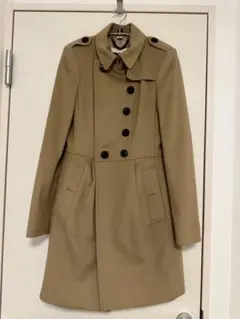 美品 Burberry London ウールカシミヤコート フォックファー付き