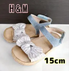 【特価】H&M ストライプリボン サンダル ベビーサンダル 15cm