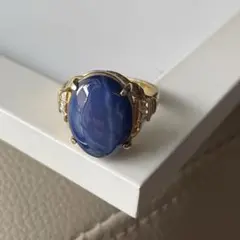 ブルー　ストーン　ゴールド　カラー　リング