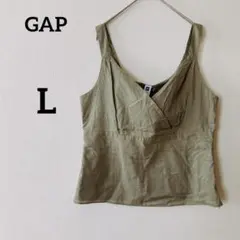 GAP ギャップ 【L】リネン ノースリーブトップス キャミソール オリーブ