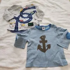 長袖Tシャツ 2枚セット 車とストライプ