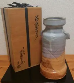 十二代 田原陶兵衛作 萩焼 耳付 花入 共箱 略歴付 花瓶