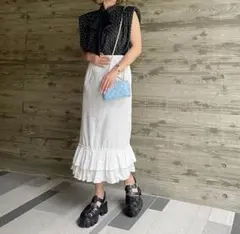 cygne シーニュ タフタ裾フリルスカート Paul yori