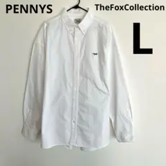 ペニーズ 長袖シャツ ボタンダウン 白 The Fox Collection L