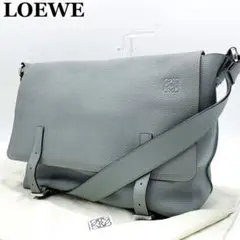 【極美品♪】ロエベ ミリタリー メッセンジャーバッグ アナグラム グレー