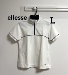 ellesse エレッセ　ポロシャツ　ハーフジップ　 白　半袖　テニス　L