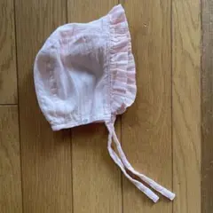 ☆美品☆NEXT（ネクスト）ピンク　フリル付きボンネ　新生児