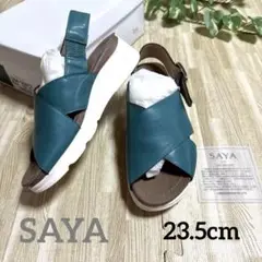 SAYA ★サヤターコイズ クロスストラップ サンダル　レザー　スポサン
