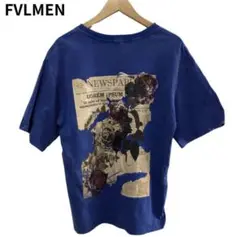 FVLMEN オーバーサイズTシャツ ストリート系　デカ目プリント　ブルー