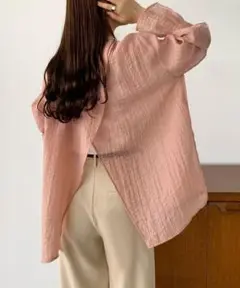 callautia　バックスリットシアーシャツ　ピンク
