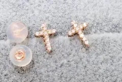 K 18ピンクゴールド ダイアクロス ピアス