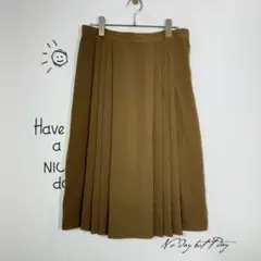 ケペル スカート(M相当)プリーツ レトロ ブラウン 無地 シンプル 古着