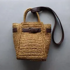 ペーパー素材かごバッグショルダー キャメル